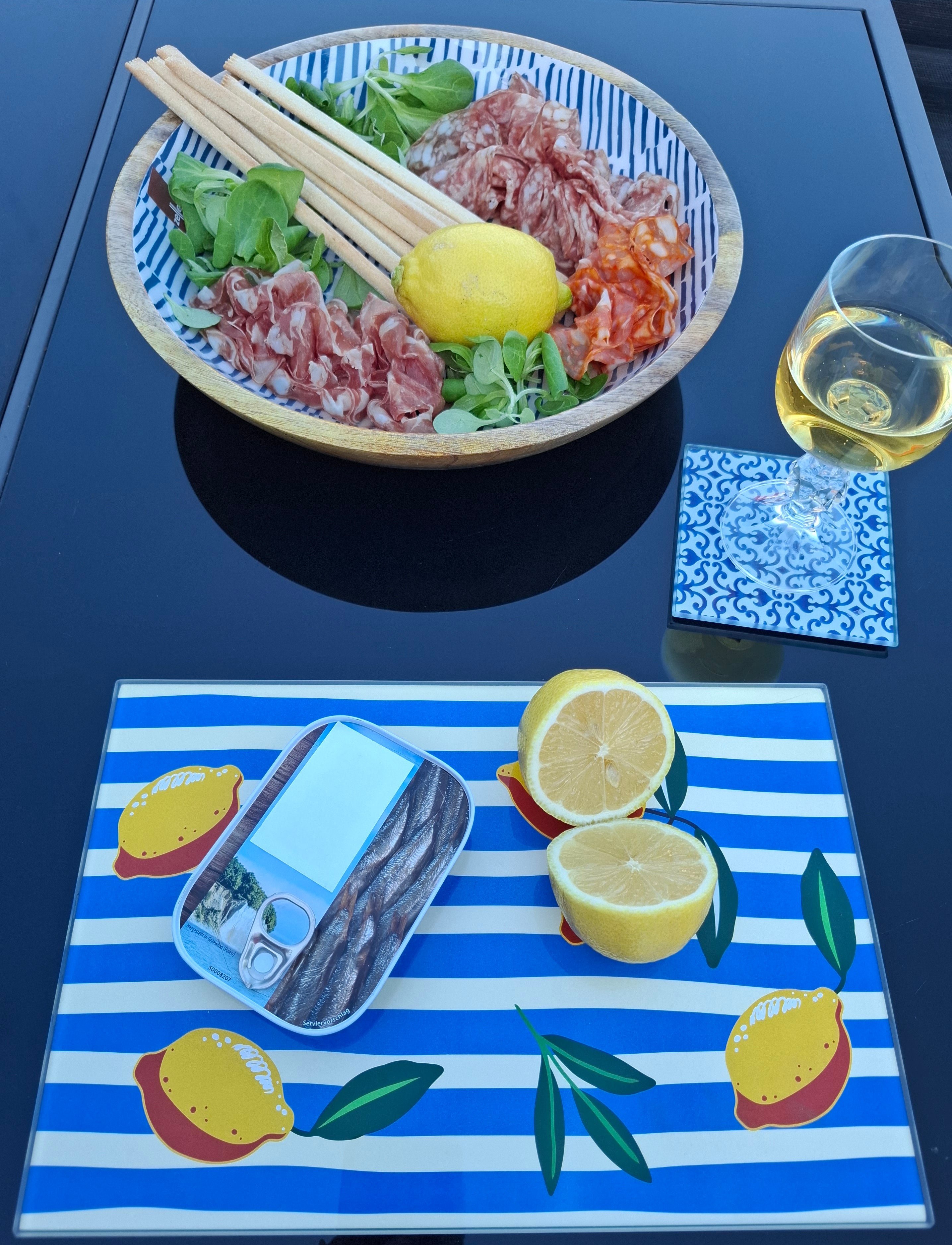 Glasuntersetzer-Set "Marokko" – 4er-Pack (ca. 10x10 cm, blau/weiß)
